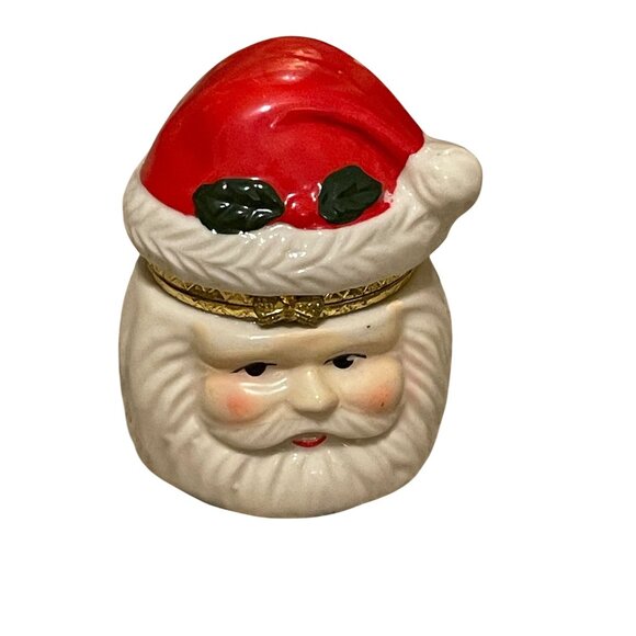 Vintage Santa Claus Ceramic Trinket Box #CH-4-23-42 - Picture 1 of 9